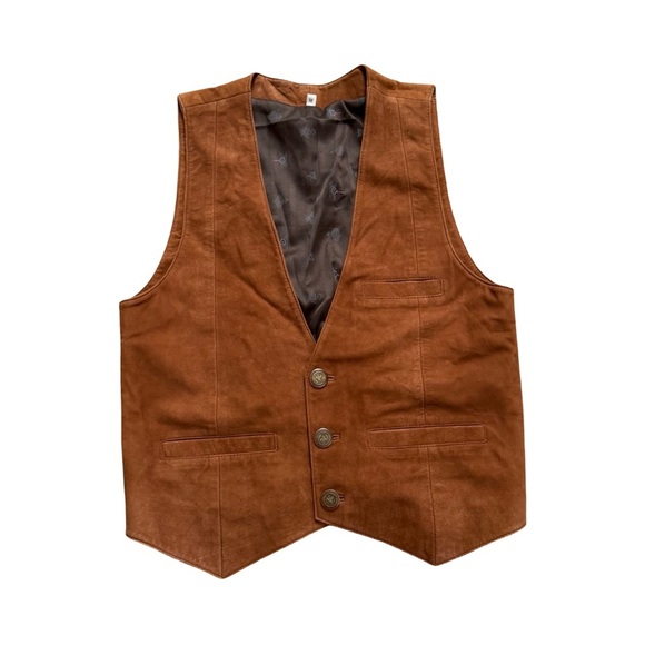 Eclectic Granpa Suede Vest with Button Closure - Picture 1 of 14